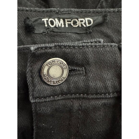 Tom Ford Black Mid-Rise Skinny Jeans w/Zippers Stretch Size 27 Soft Denim - Picture 6 of 14
